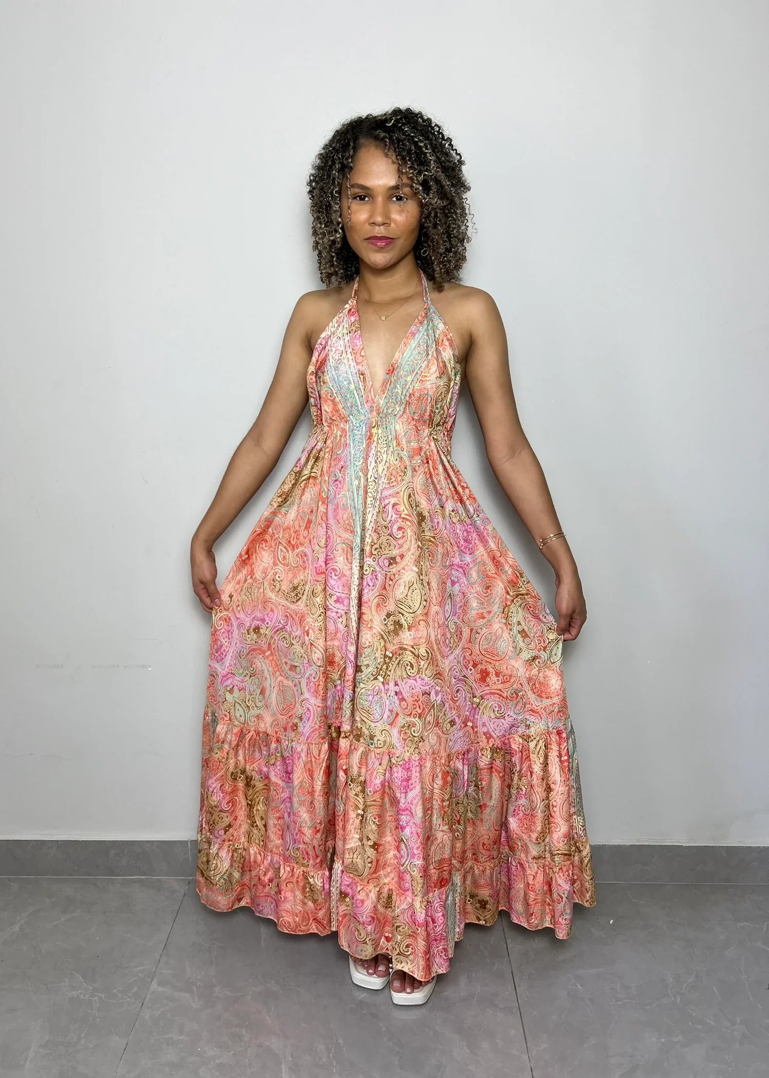 Vestido Longo Indiano Rosé Gold - LE XAVIER