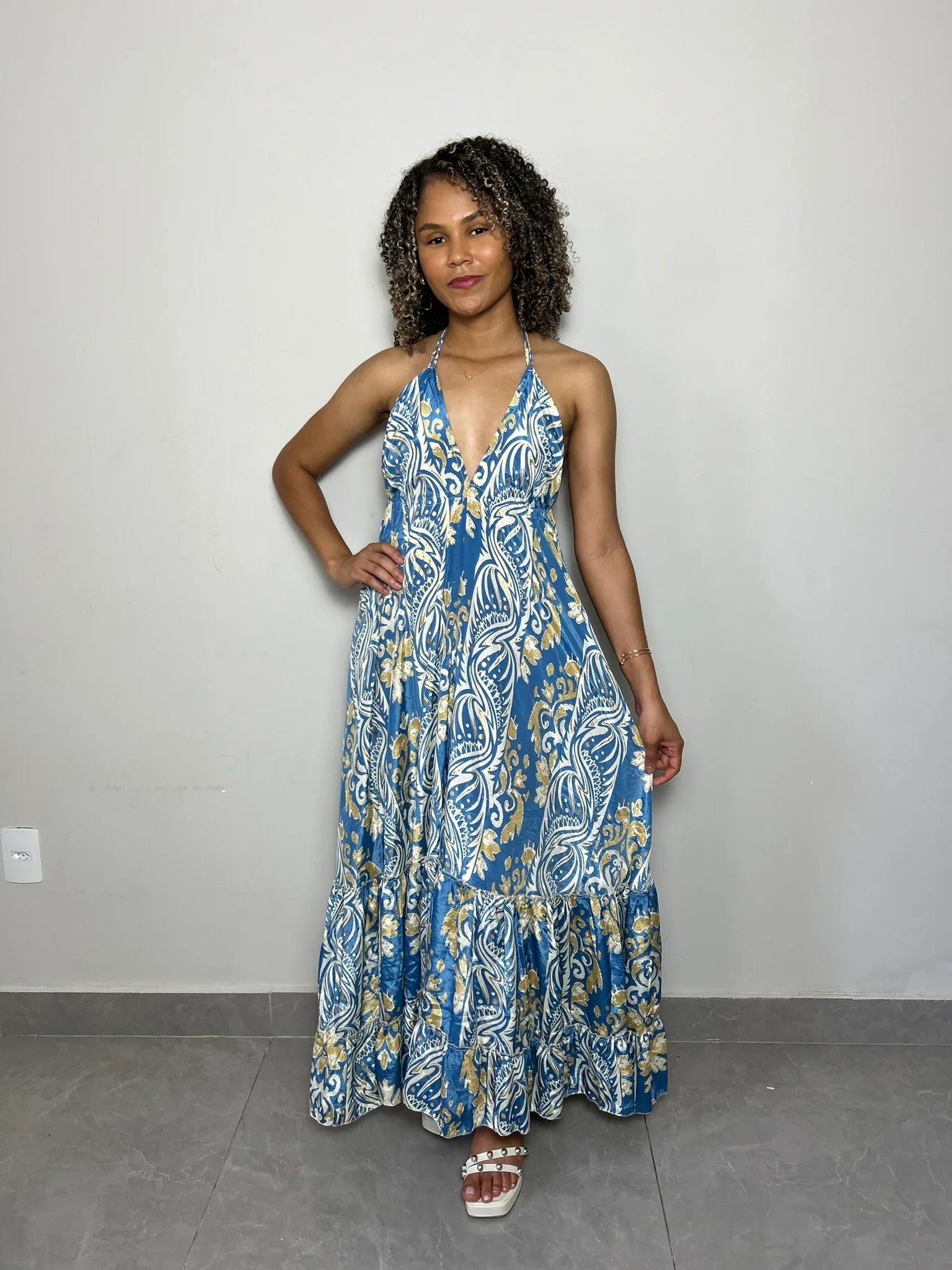 Vestido Longo Indiano Azul Oásis - LE XAVIER