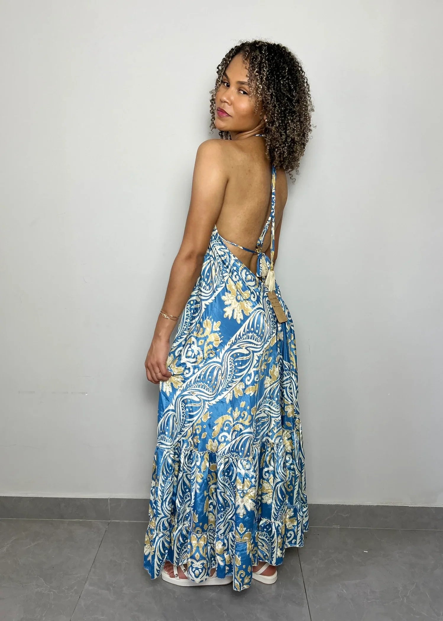 Vestido Longo Indiano Azul Oásis - LE XAVIER