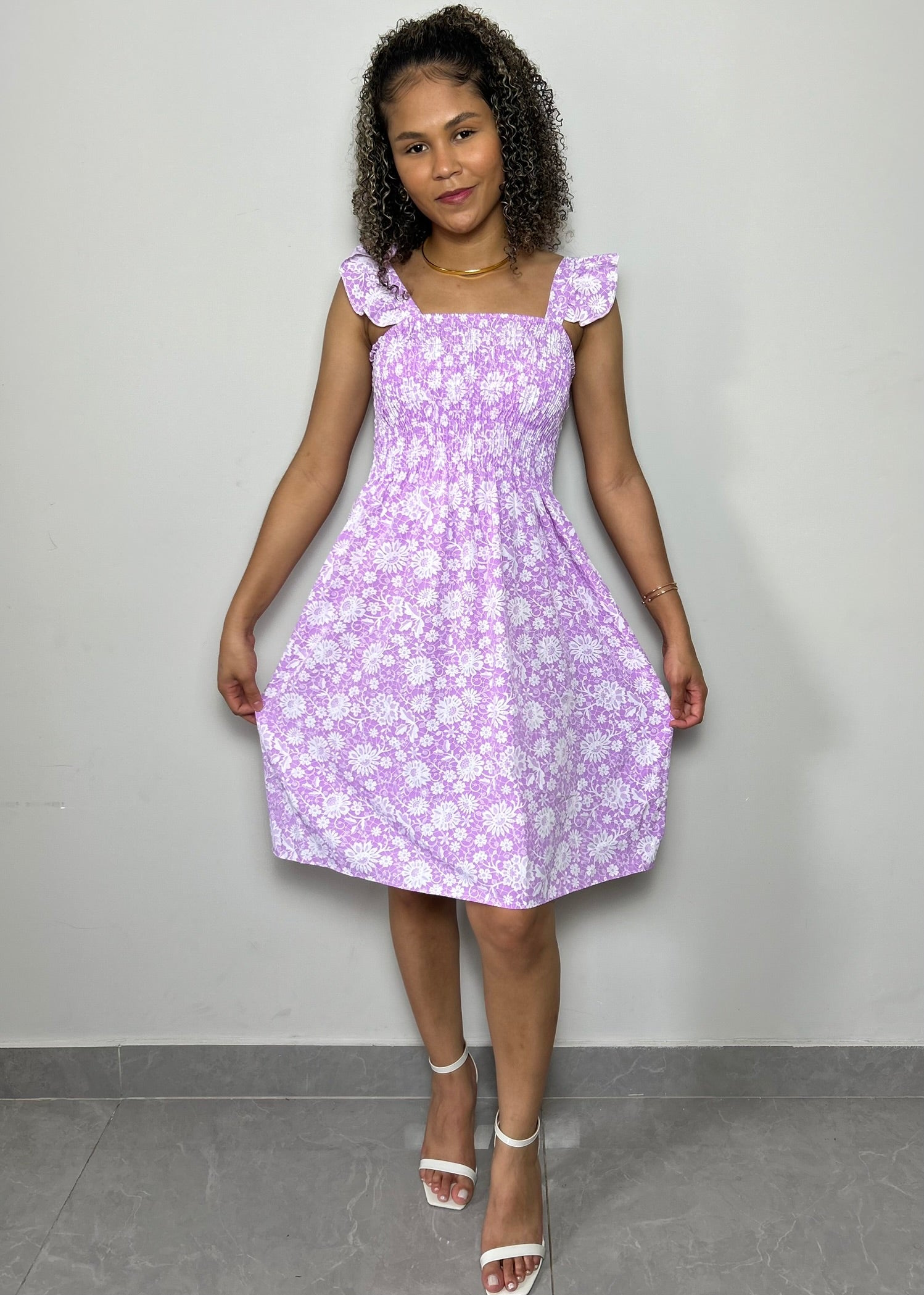 vestido curto lilas promocao - LE XAVIER